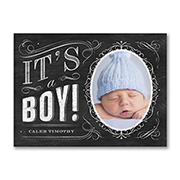 Chalkboard - Photo Birth Announcement - Boy