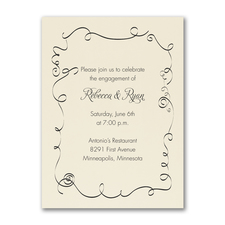 Swirl Border - Party Invitation - Ecru