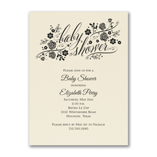 Little Rosebuds - Baby Shower Invitation - Ecru