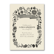 Fun Floral - Birthday Invitation - Ecru