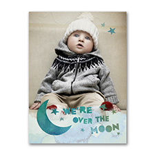 Over the Moon - Photo Birth Announcement