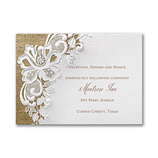 Rustic Battenburg Lace Reception Card