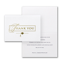 Gold Deluxe Graduation Thank You Card with Verse and Envelope