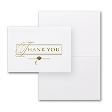 Gold Deluxe Graduation Thank You Card and Envelope