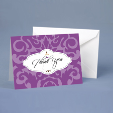 Wedding Gown Damask - Thank You Card and Envelope